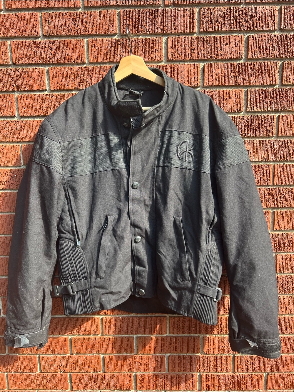 Akoury Motorcycle Riding Jacket Black Armored Biker Moto Size S